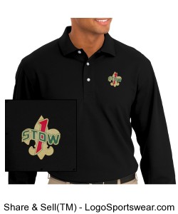 Official Troop 1 Stow long sleeve polo Design Zoom
